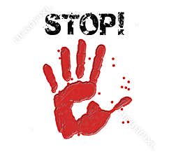 Handprint stop sign illustration