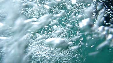 Rafting paddle through water - underwater footage - Stock Video