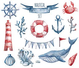 Nautical watercolor set