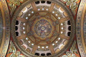Angels and holy characters decorate the dome of Sainte-Therese basilica in Lisieux (France)