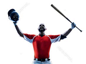 Man baseball player silhouette isolated