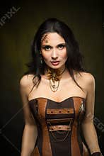 Portrait of a beautiful steampunk woman
