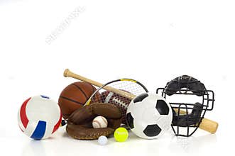 Sports gear on white