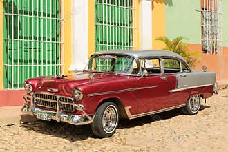 Old cuban car in the street