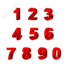 Collection of numbers isolated on white background 3D