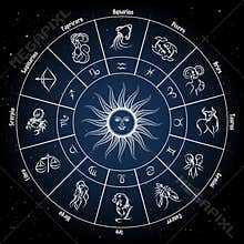 Zodiac circle with horoscope signs