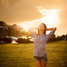Dreamy Woman Enjoying Life. Relaxation Concept.