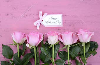 Happy Mothers Day Pink Roses and Tea.