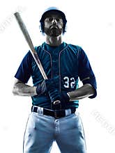 Man baseball player silhouette isolated