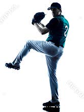 Man baseball player silhouette isolated