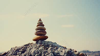 Stones balance, stability concept on rocks