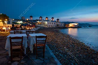 Iconic Windmills of Chora in Mykonos, Greece