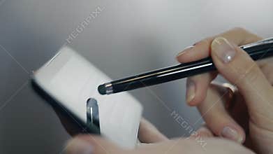 Woman Web Surfing On The Smartphone,Indoor