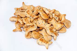 Salty snacks on a white background