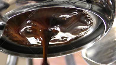 Espresso brewing closeup view