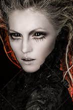 Blonde woman with creative makeup