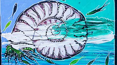Nautilus shell canvas painting