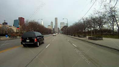Driving on Lake Shore Drive in Chicago, Illinois