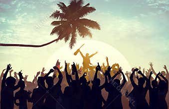 Summer Music Festival Beach Party Performer Excitement Concept