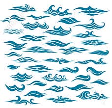 Set stylized waves from element of the design