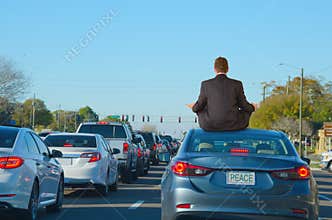 Work Rush Hour Traffic Jam Stress Relief Yoga Humor