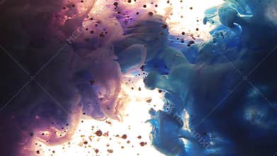 Color clouds. Colors dropped underwater. Bubbles and colors rising in the back Color drop.