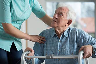 Disabled senior in care home