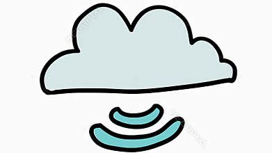 Cloud server storage cartoon illustration hand drawn animation transparent