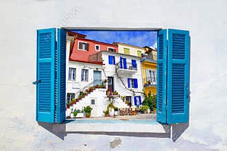 Traditional houses of Parga city, Epirus