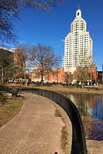 Hartford, Connecticut skyline reflected