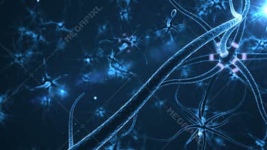 Blue Neurons with electric impulses