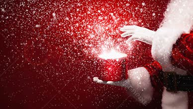 Santa Claus with magic box