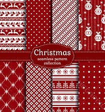 Christmas seamless patterns. Vector set.