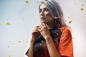 Soccer fan emotions in action confetti