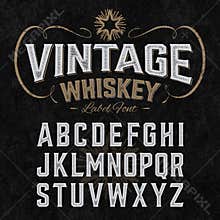 Vintage whiskey label font with sample design