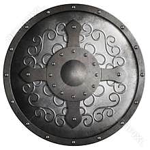 Metal round shield with cross isolated