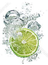 Lime slice in water