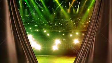 Brown Curtain Opening at concert stage