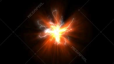 4k Fireball power energy electricity lightning,technology particles explosion.
