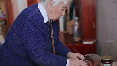 The old grandmother in the kitchen