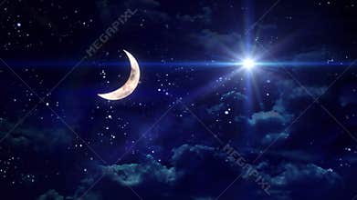 Clear half moon wide star