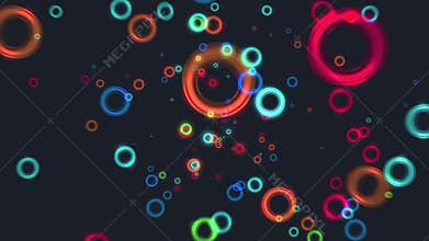Abstract flying colorful glow circles particles animation