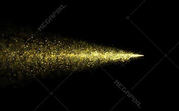 Abstract gold glittering star dust trail of particles.