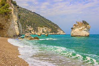The most beautiful coasts of Italy:Baia dei Mergoli beach (Apulia).