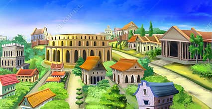 Ancient Rome panorama view. Image 02