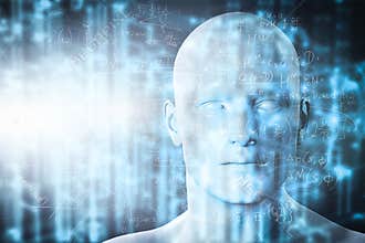 Virtual reality projection. Future science with modern technology, artificial intelligence