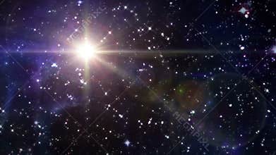 Star lens flare in space yellow