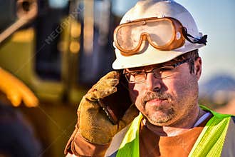 Construction Worker on Cell Phone