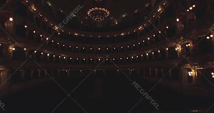 Flying inside the Opera house. Turning on the illumination