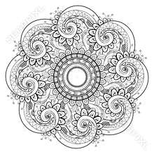 Vector Beautiful Deco Monochrome Contour Mandala